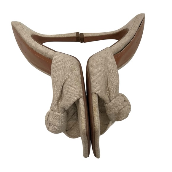 ASOS Design Natural Linen Knot Square Toe Mules Heeled Sandals Women’s 7 - Picture 11 of 14